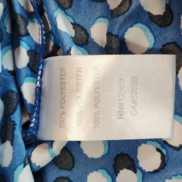 Ellen Tracy Peasant Blouse Size 1X 3/4 Sleeve Bohemian Lightweight Blue & White - Picture 12 of 15